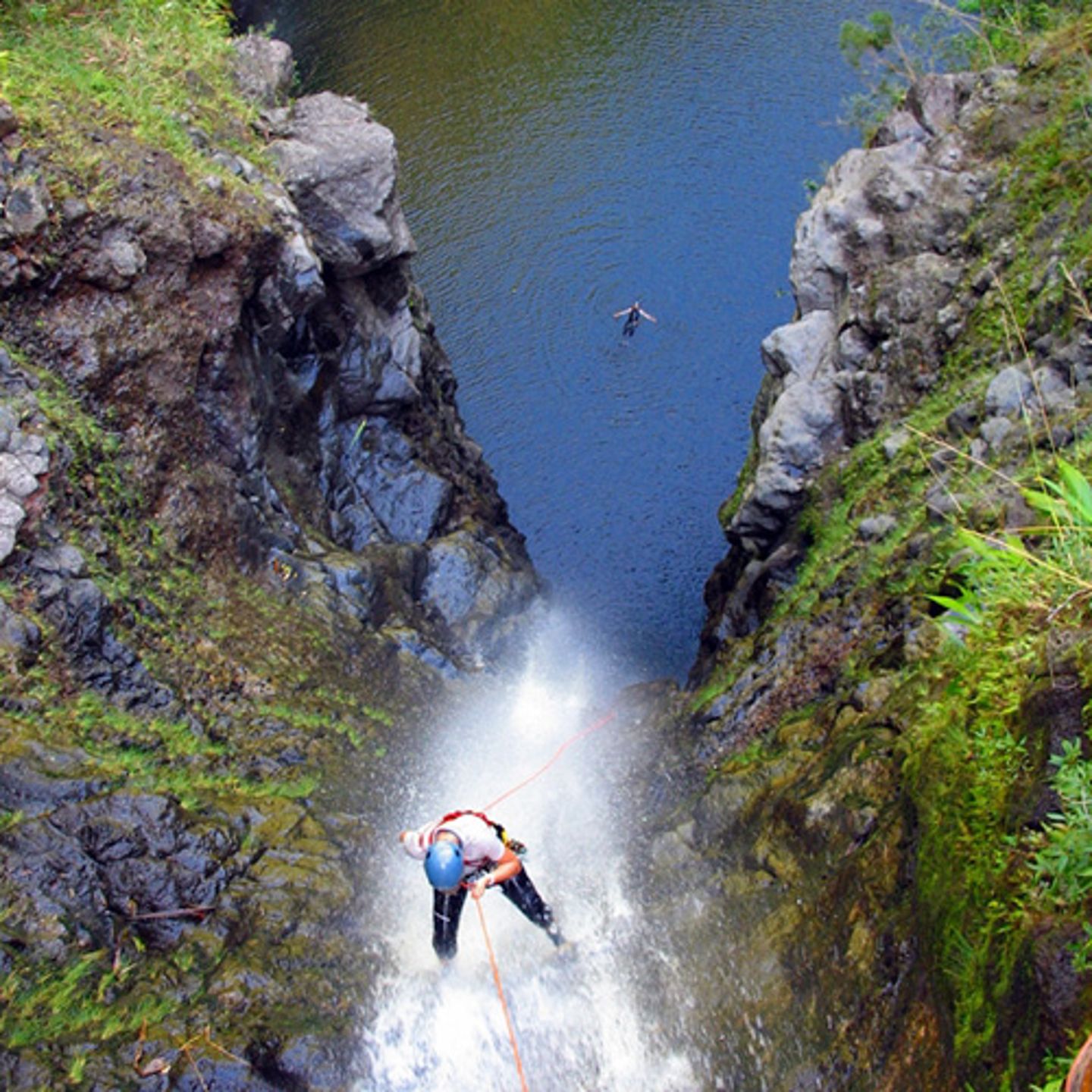 Rappel a Waterfall in Hawaii