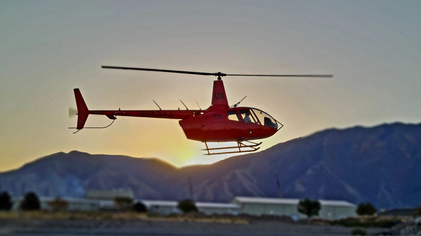 Helicopter at sunset