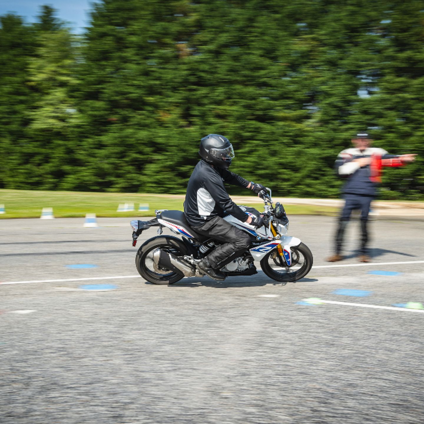 Person riding motorcycle