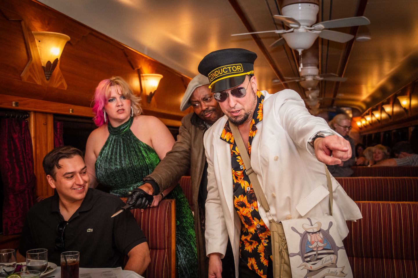 Performers on train