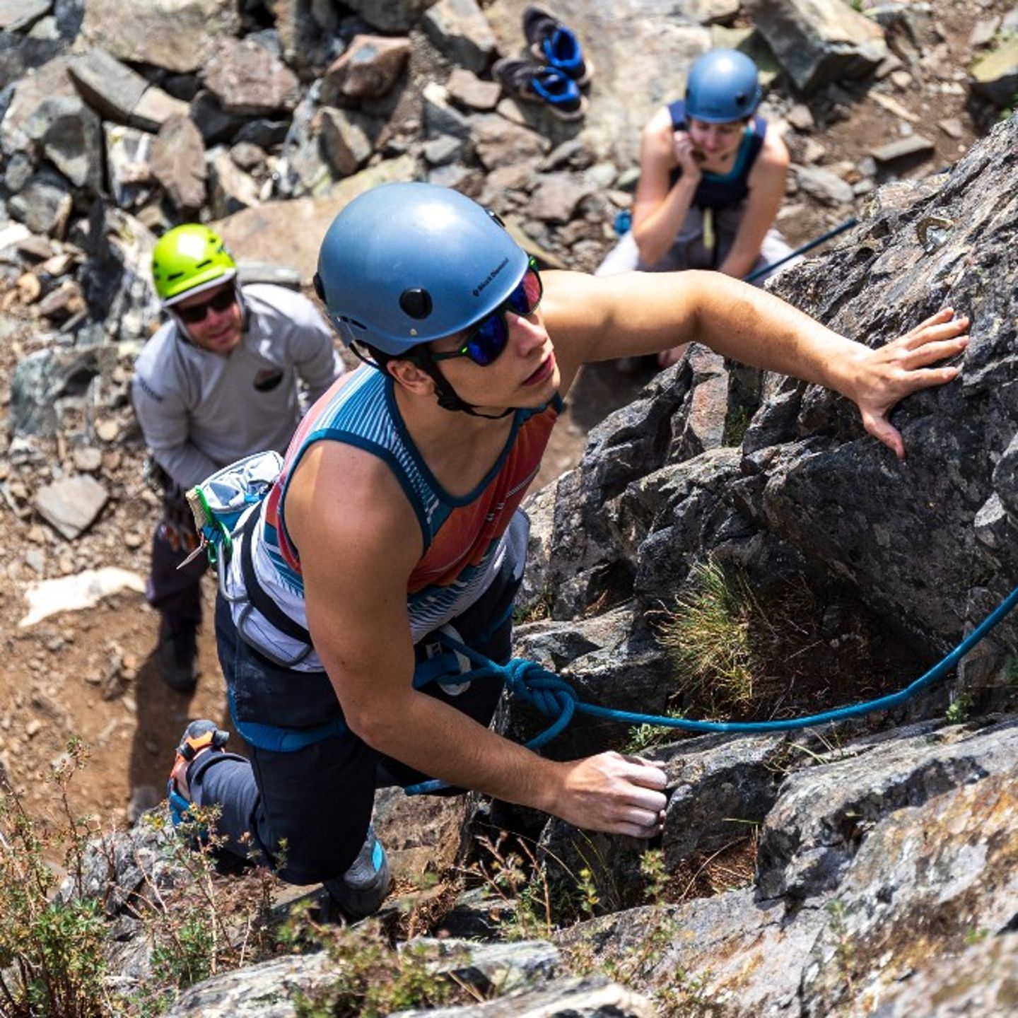 Man climbing rock