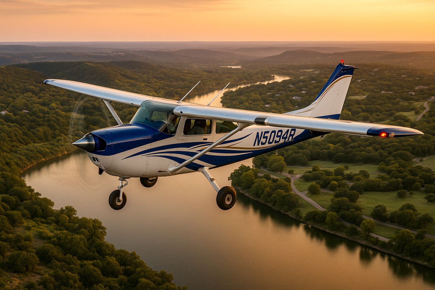 Plane at sunset