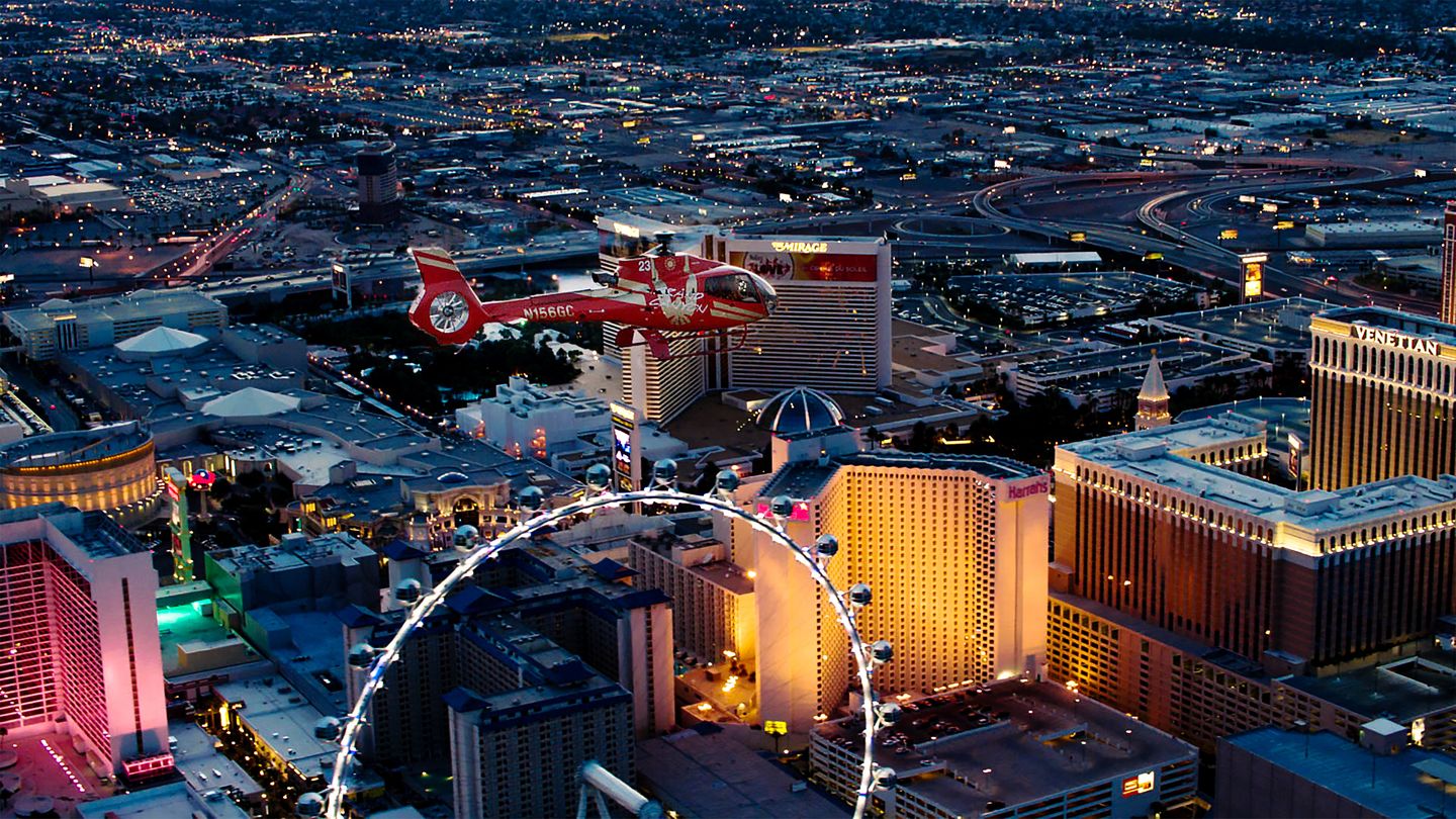 Helicopter over strip