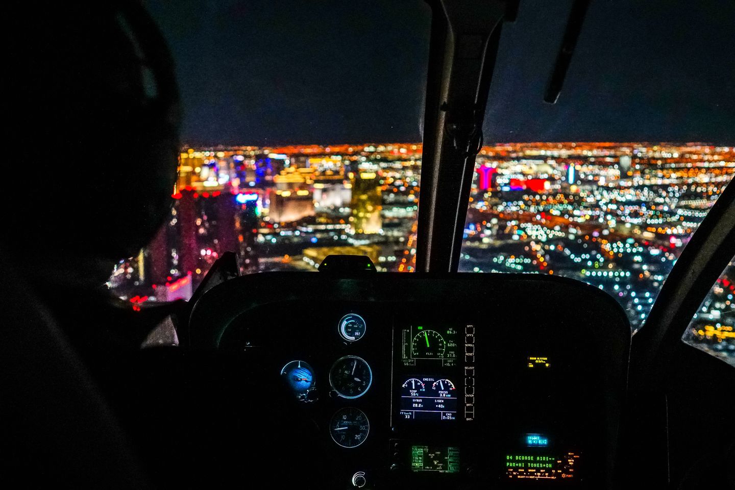 Inside helicopter