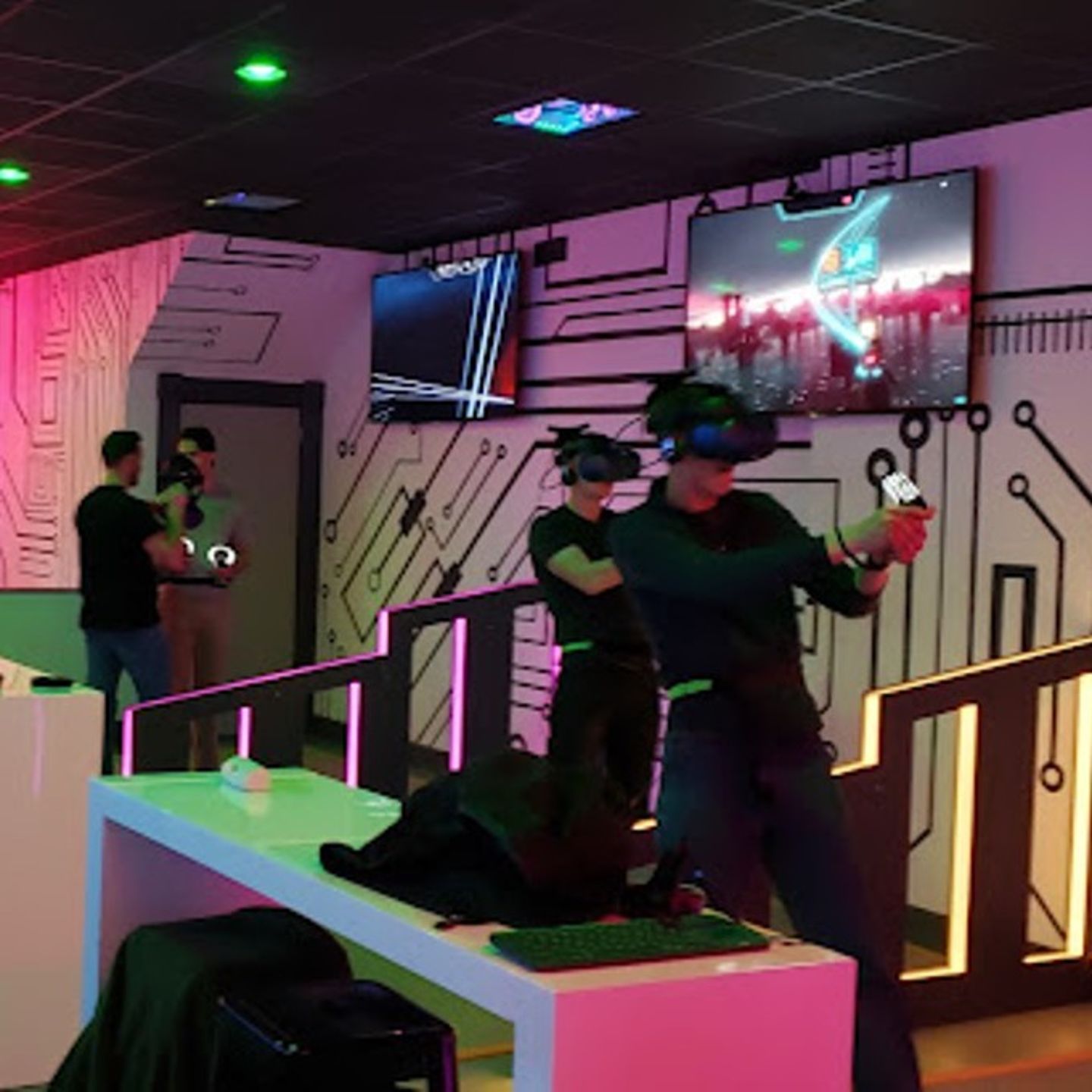 Two people playing VR