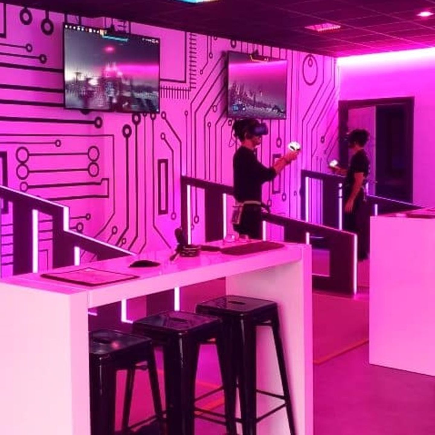 Pink lit room