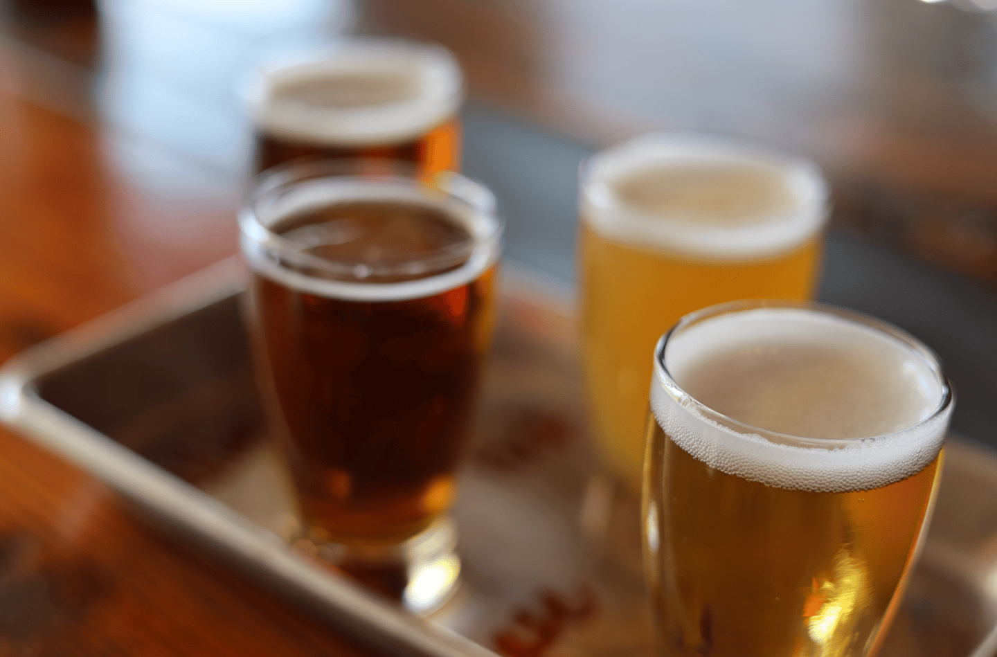 Beers on tray