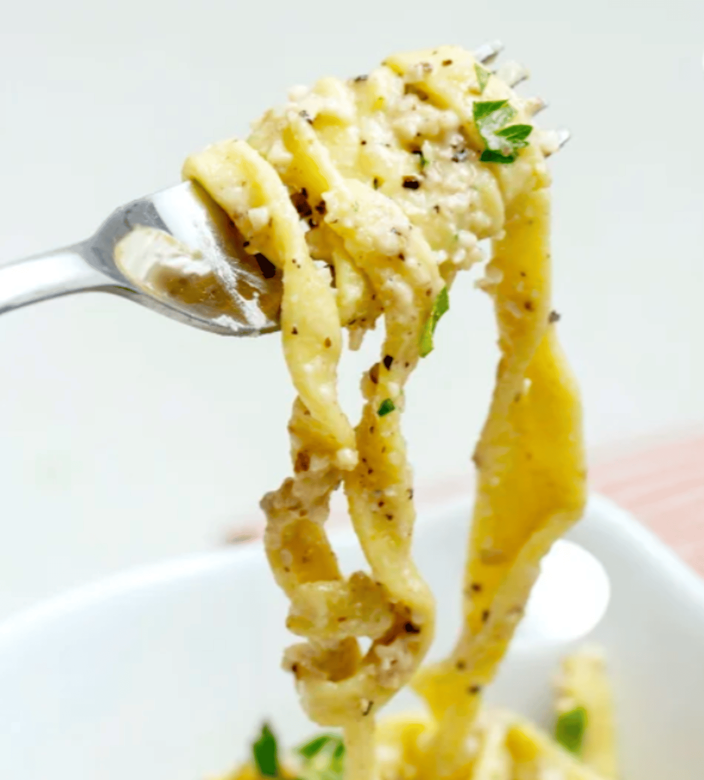 Pasta on fork
