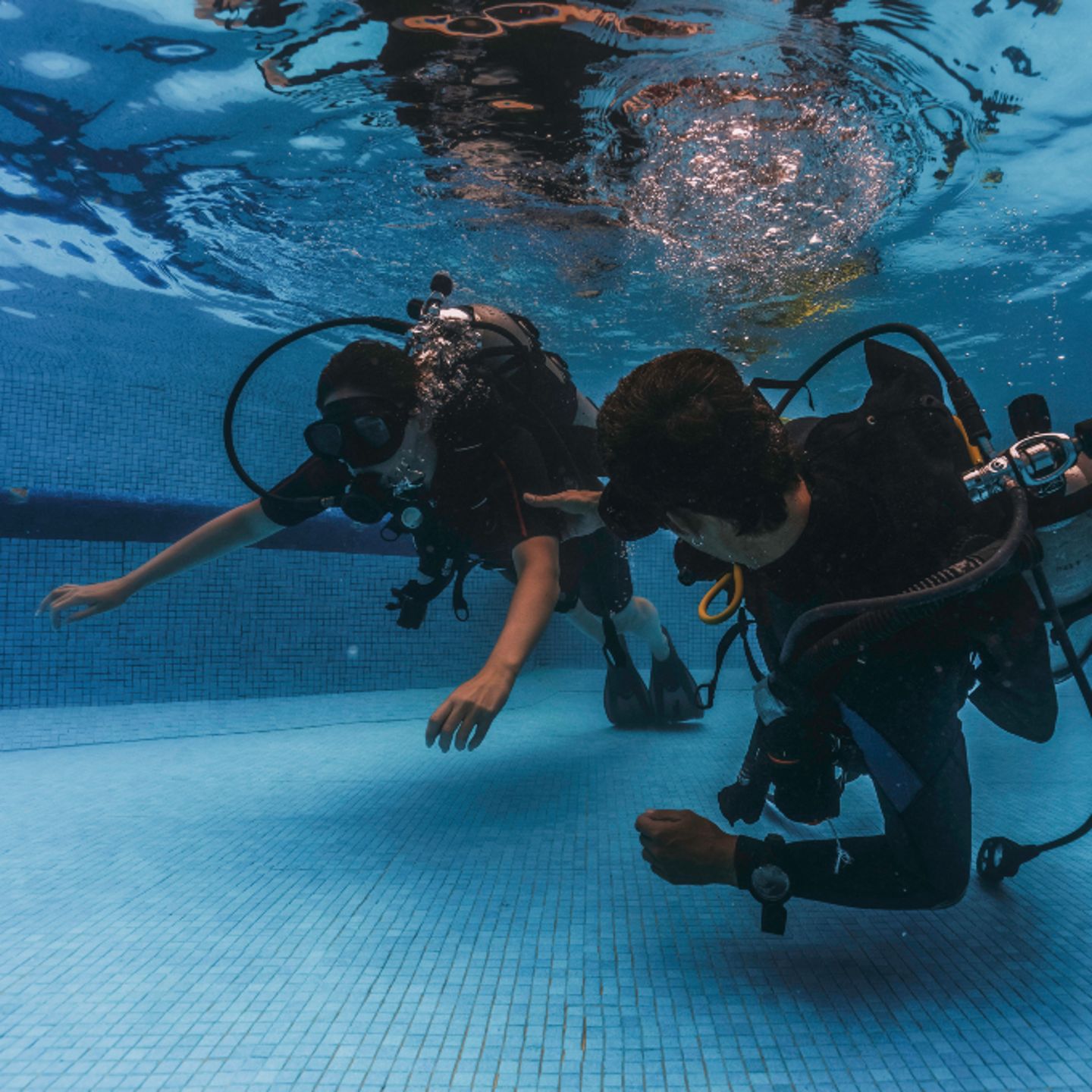 Scuba diving in pool