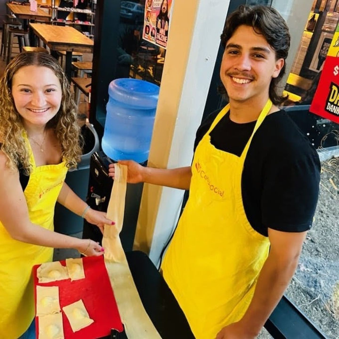 Couple with ravioli noodle