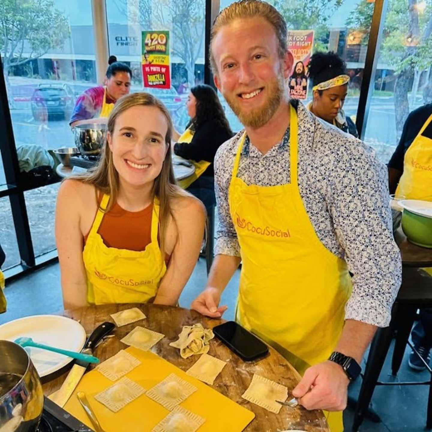 Couple with ravioli