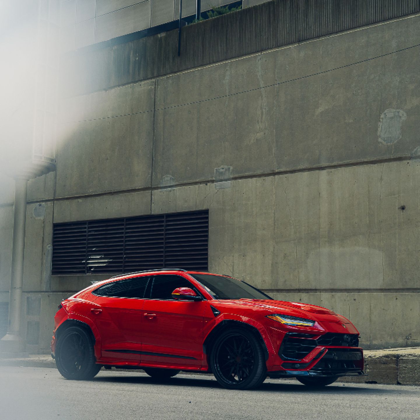 Red car driving