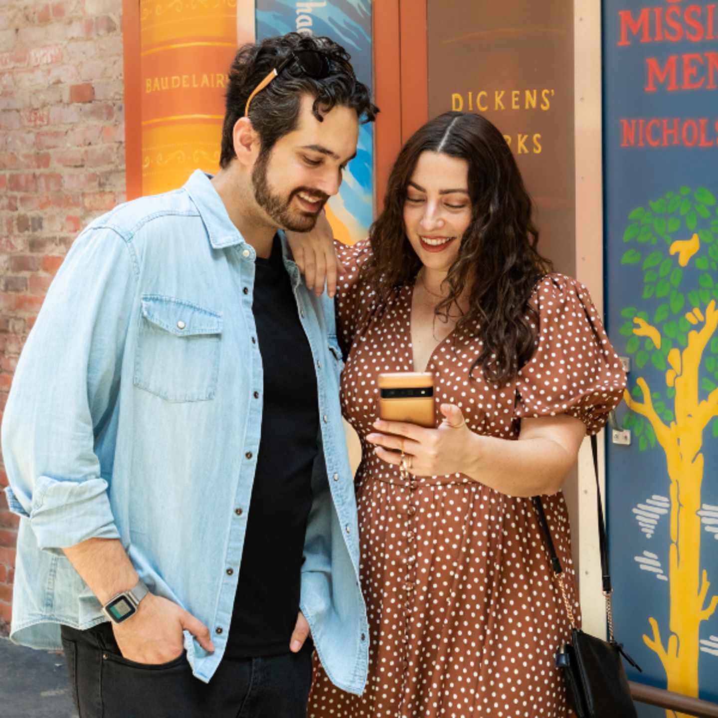 Couple looking at clues