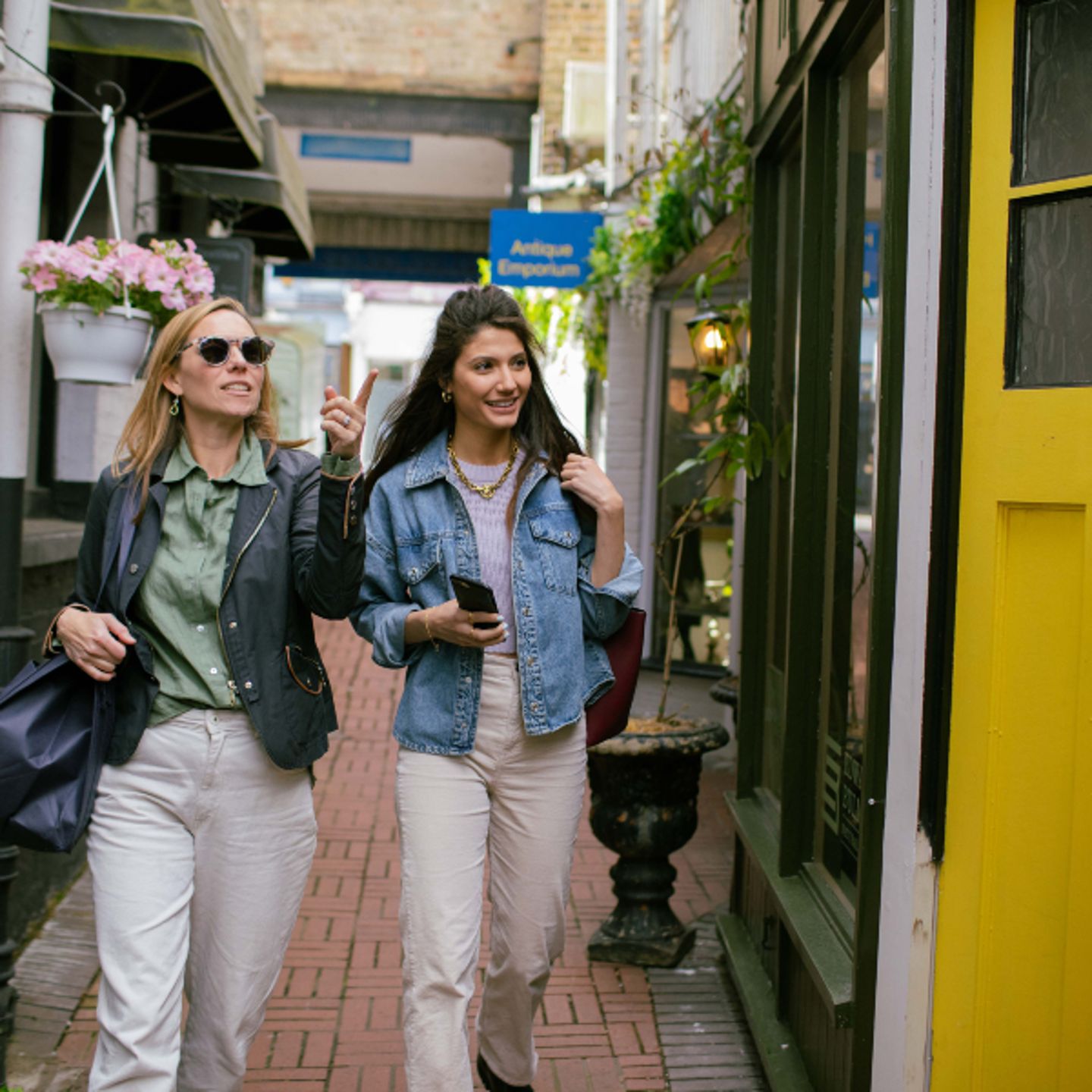 Two woman walking