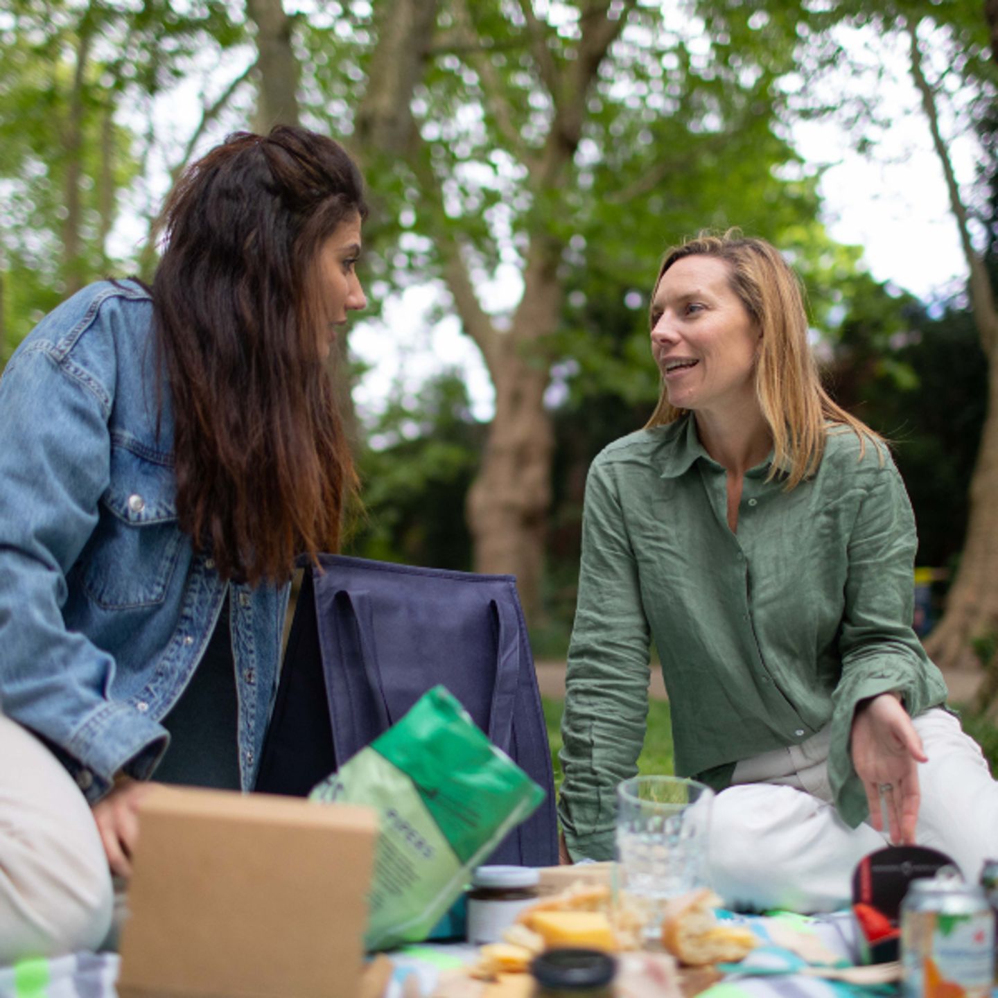 Two people at picnic