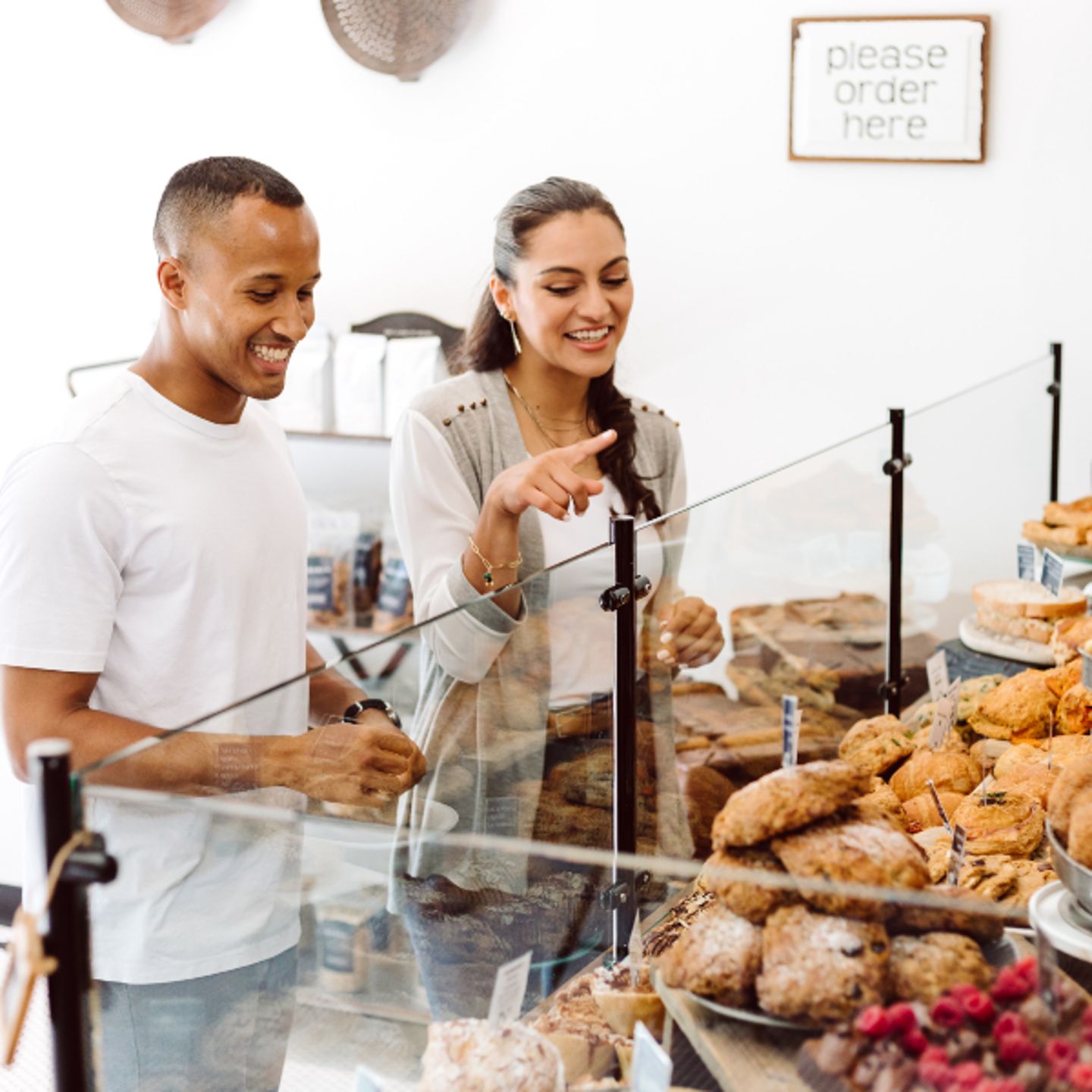 Couple getting ingredients