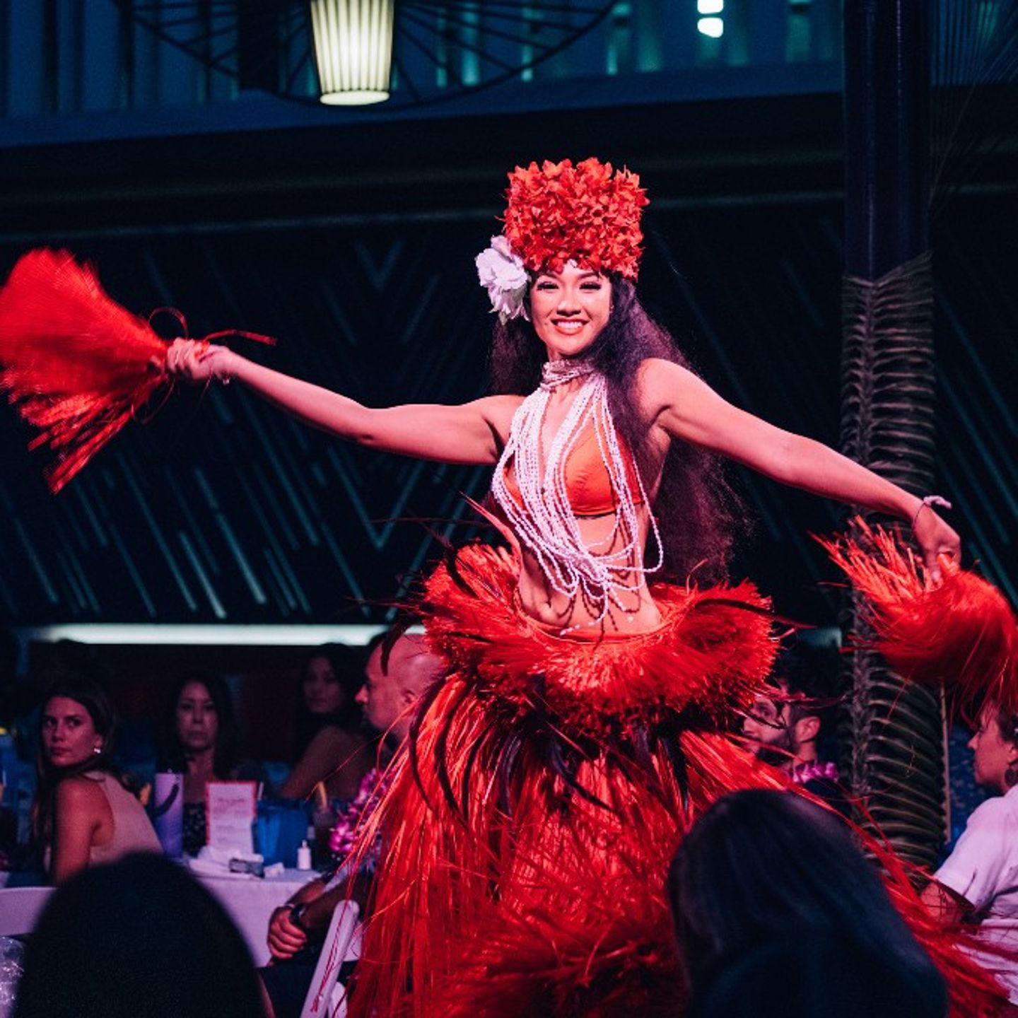 Woman in red dancing