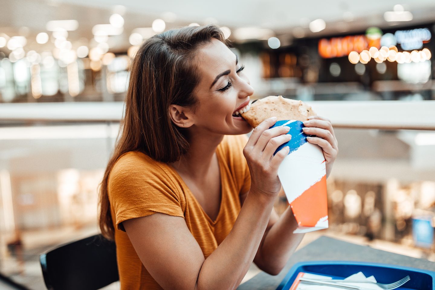 Woman eating food