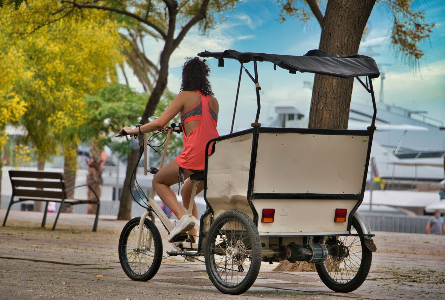Woman on pedicab