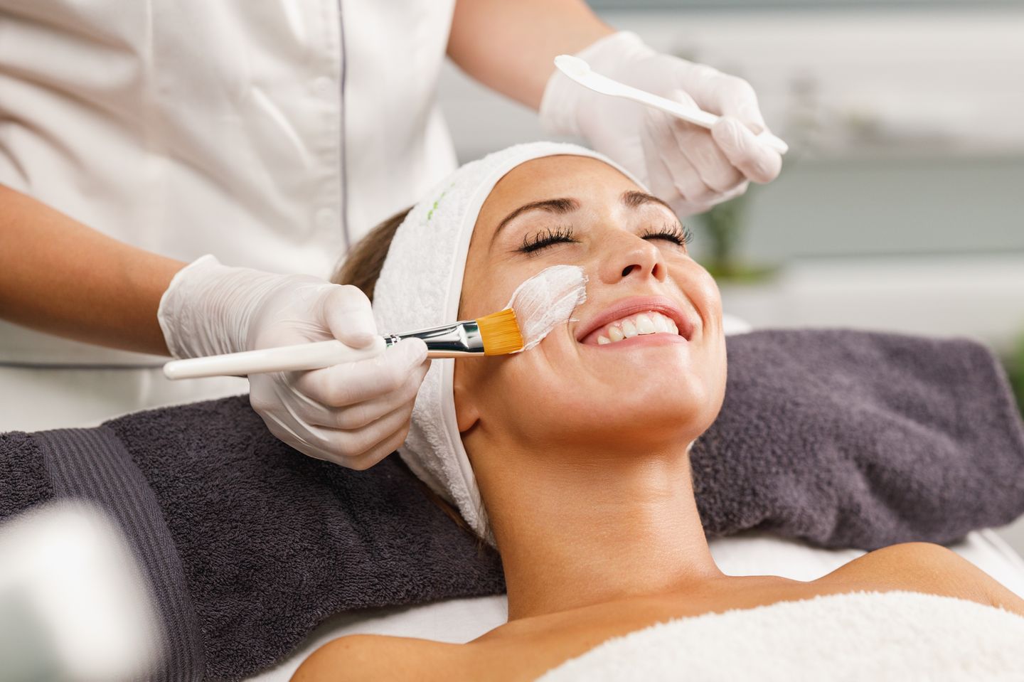 Woman getting facial