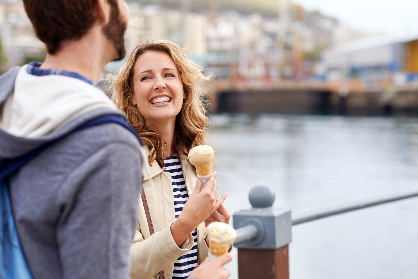 Two people enjoying gelato