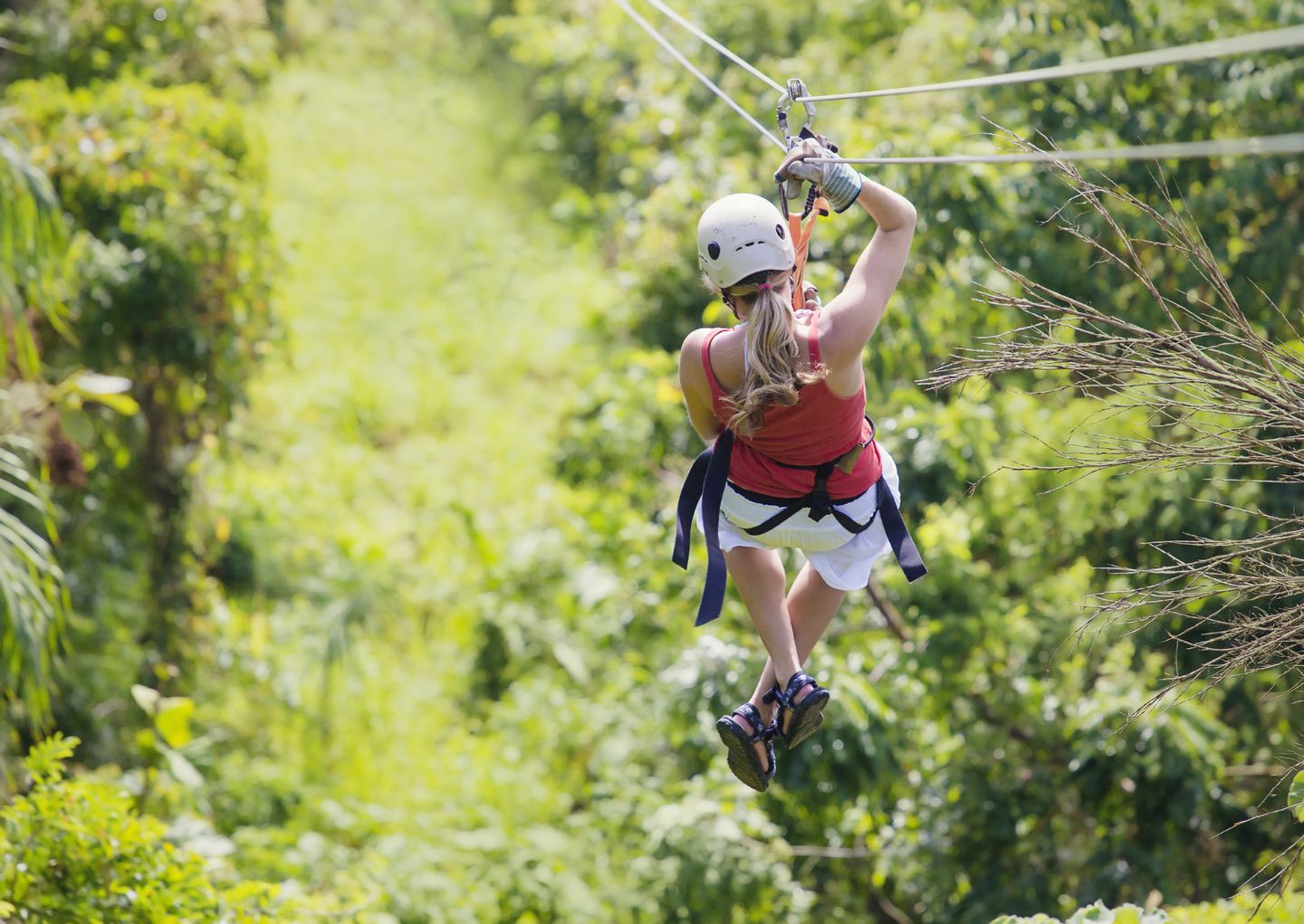 Woman on zipline