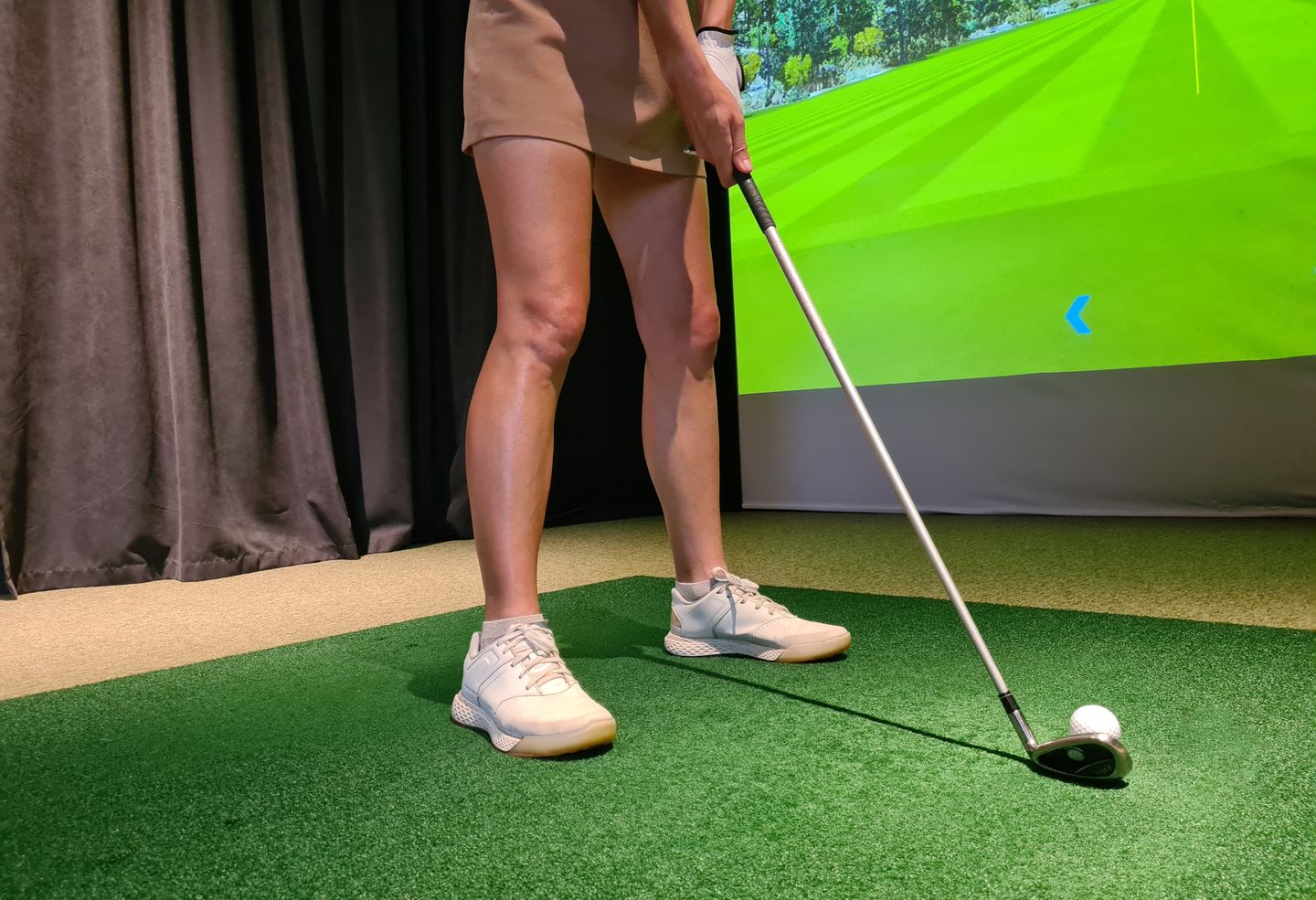 Woman lining up ball