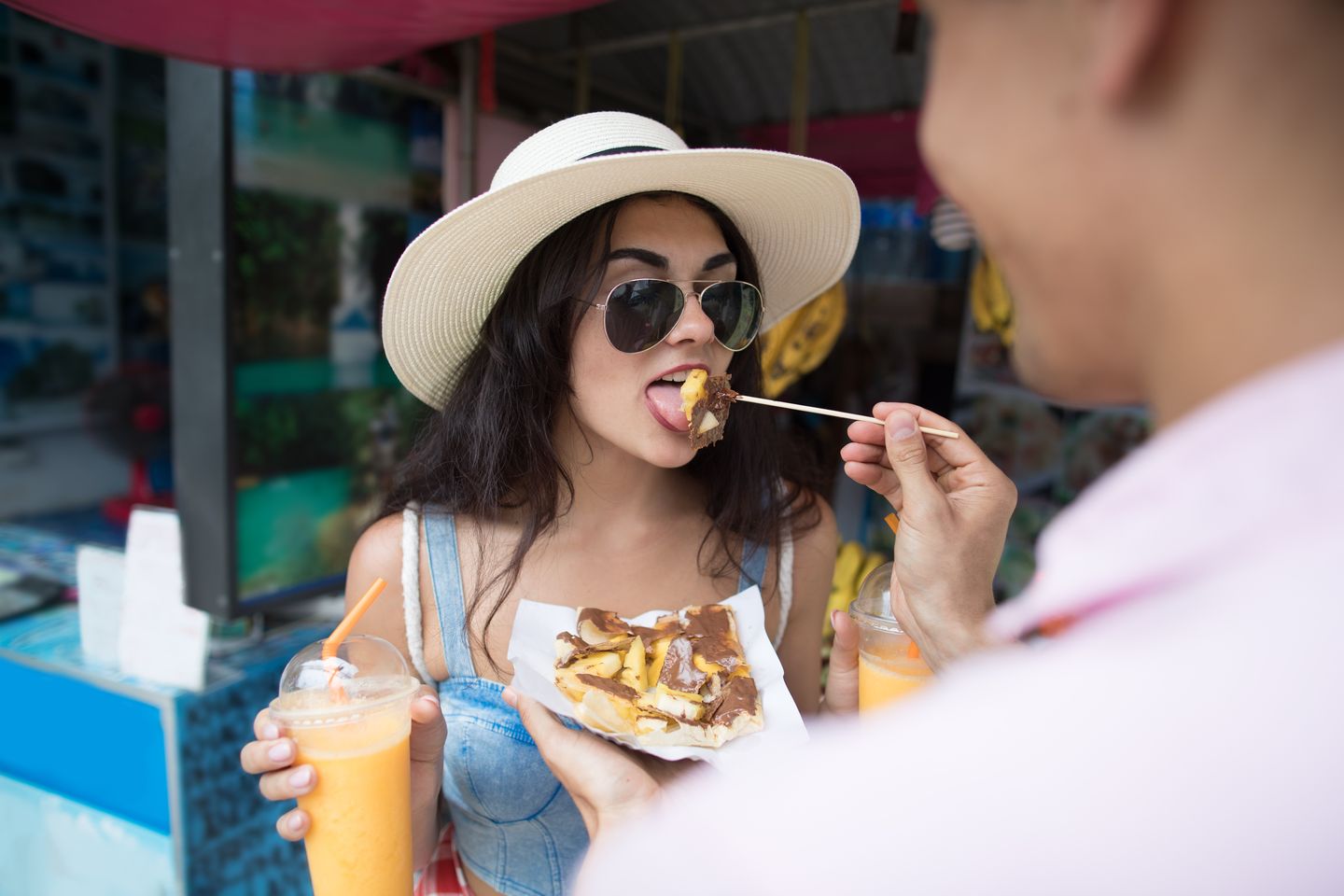 Woman trying food