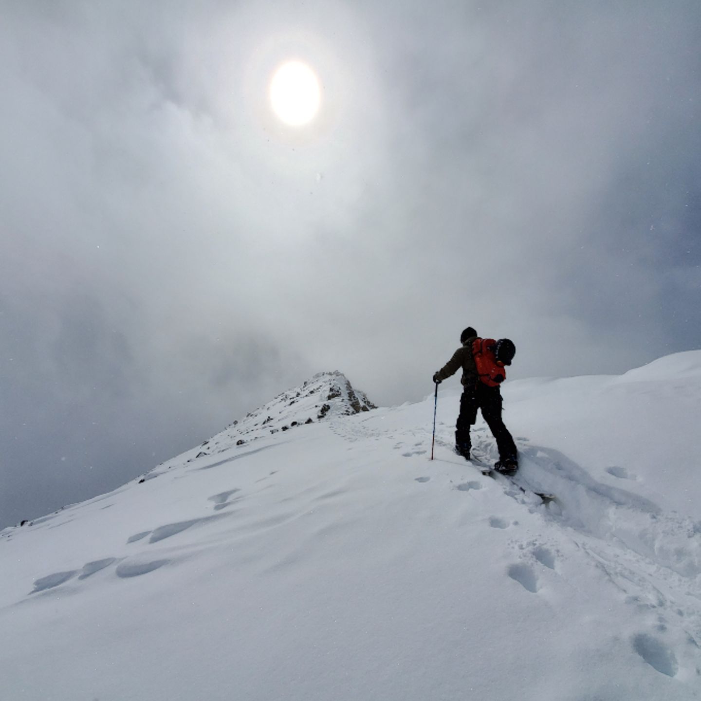 Skiing up mountain
