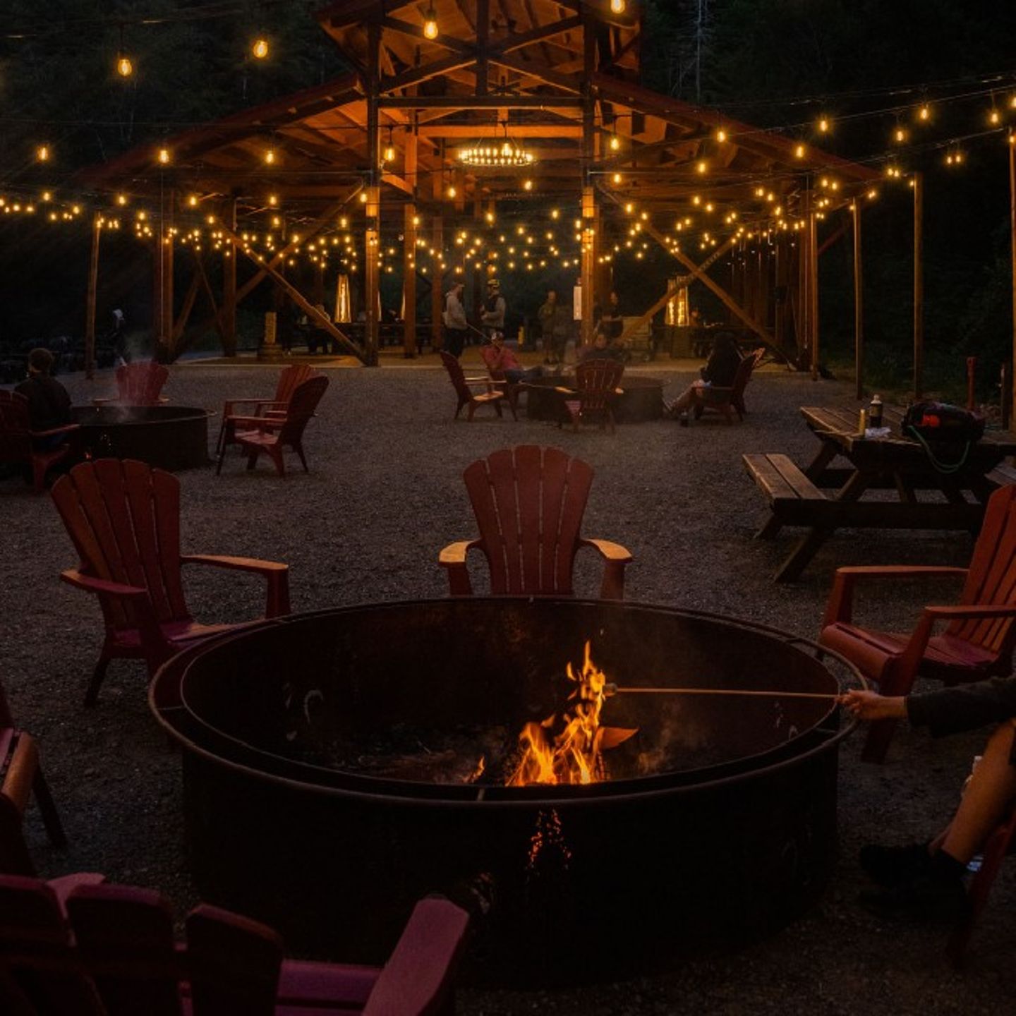 Firepit Outdoors Under Lights