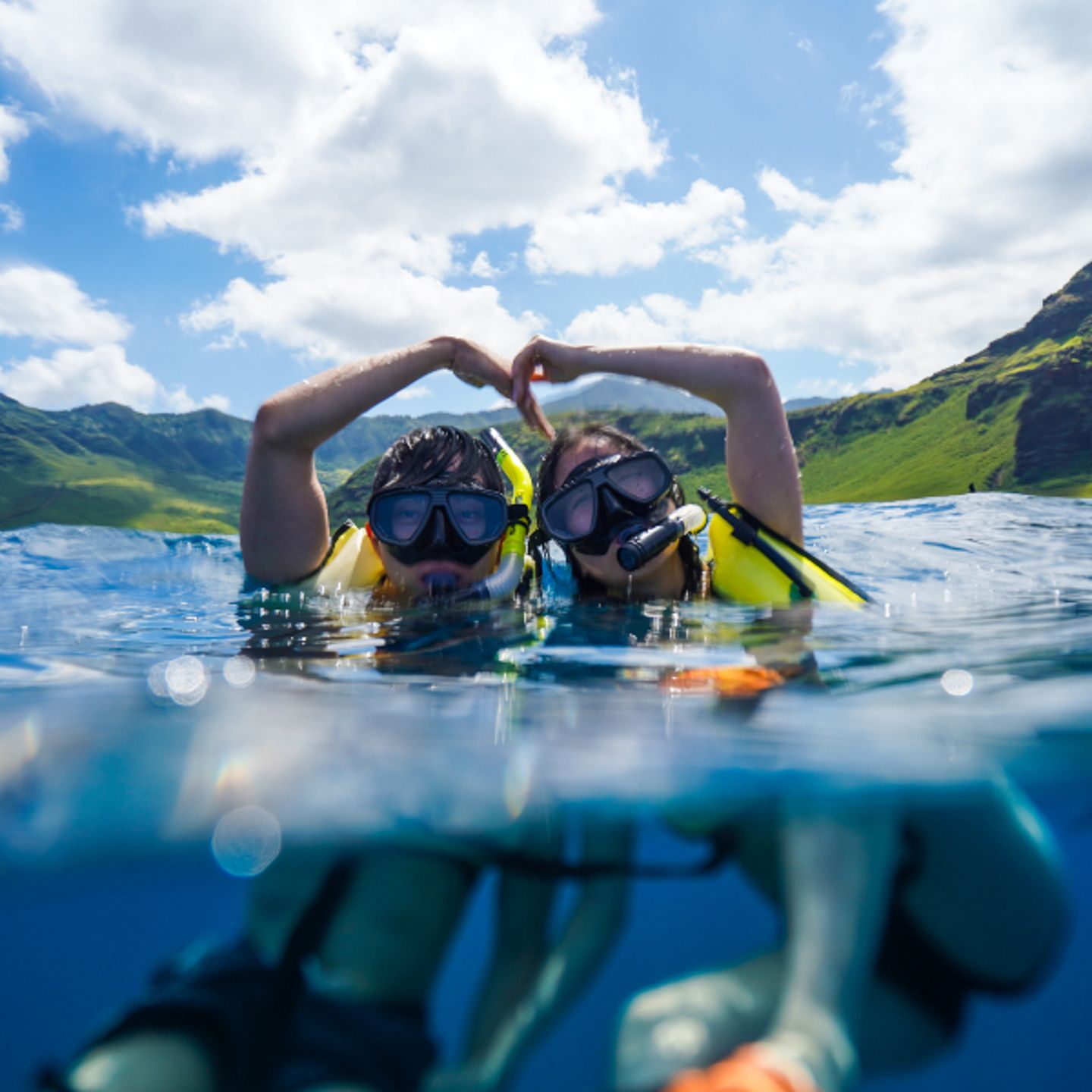 Two people snorkeling