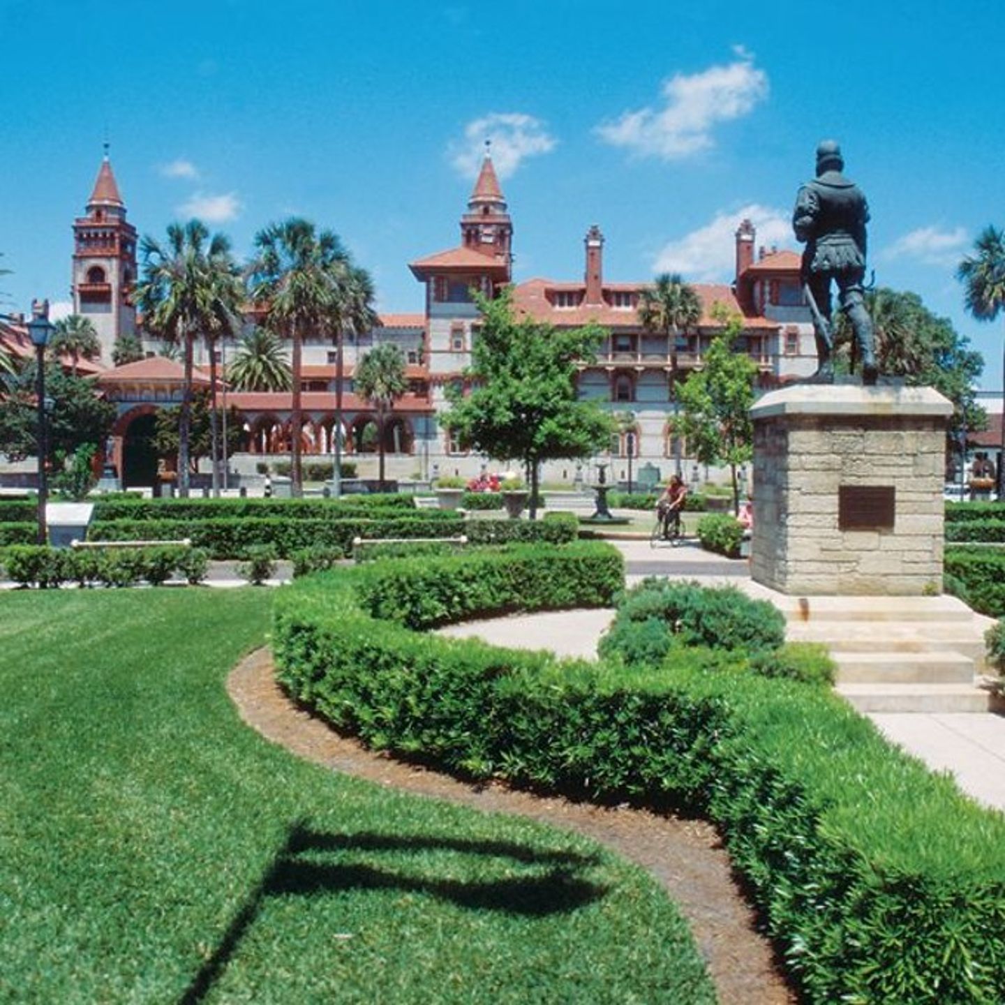 Historic building and statue