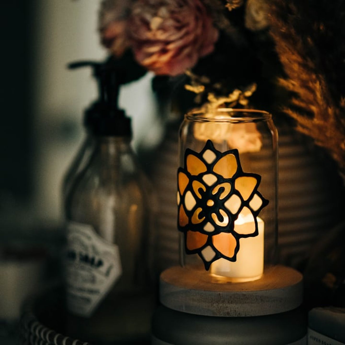 Stained glass on candle