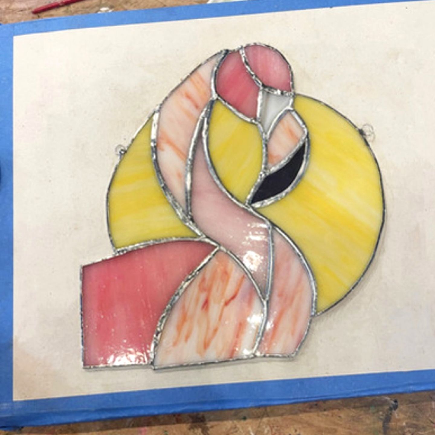 Flamingo stained glass
