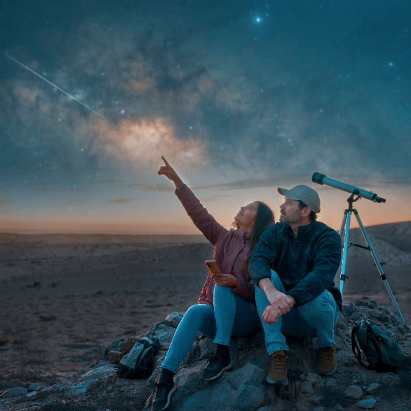Couple stargazing