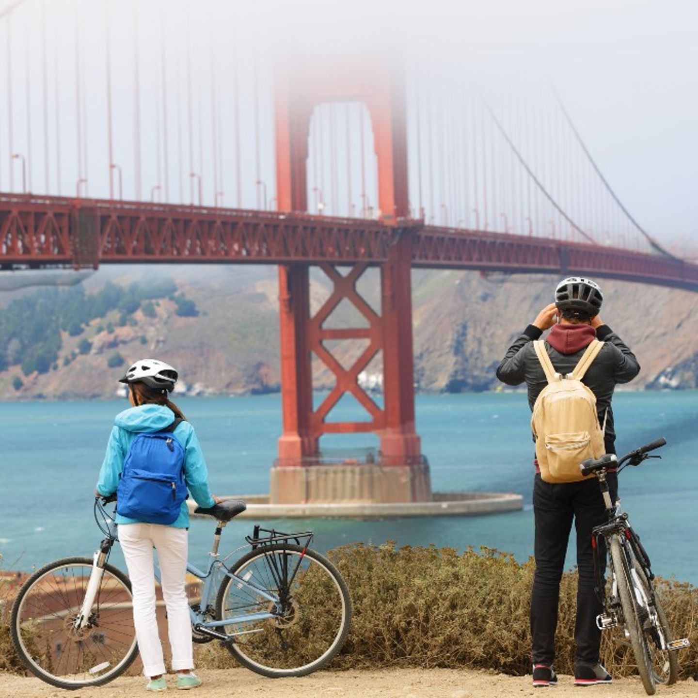 Couple Viewing Golden Gate Bridge