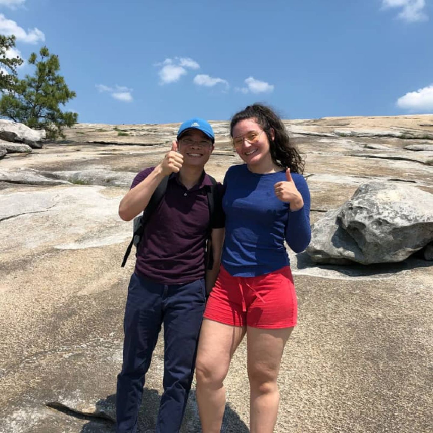 Two people posing