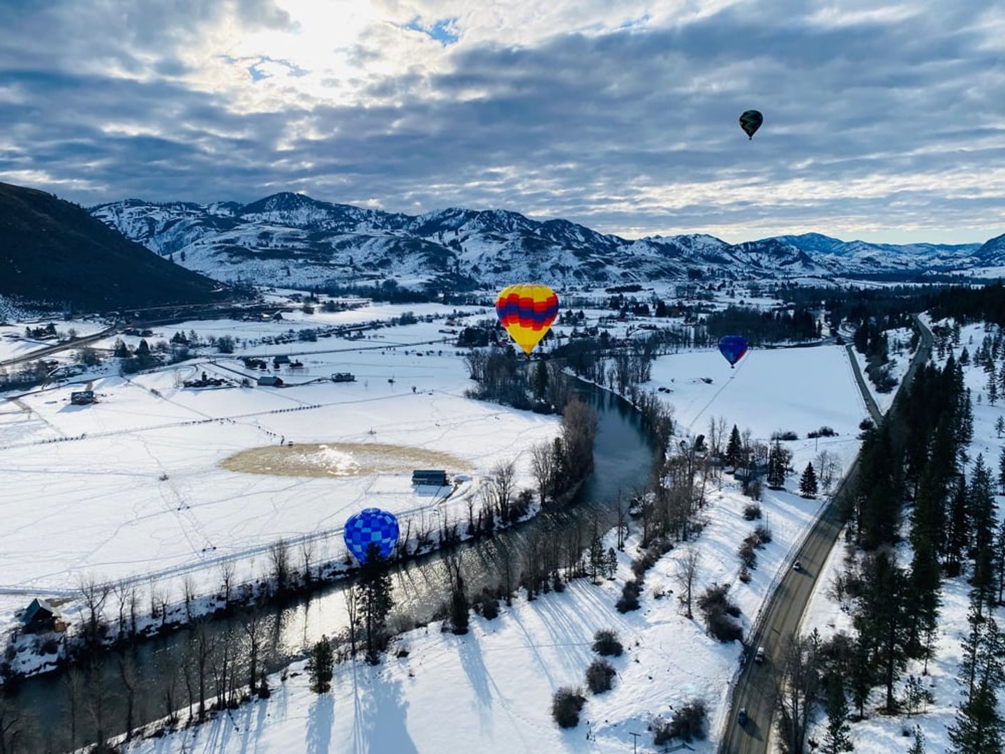 Hot Air Balloon over valley