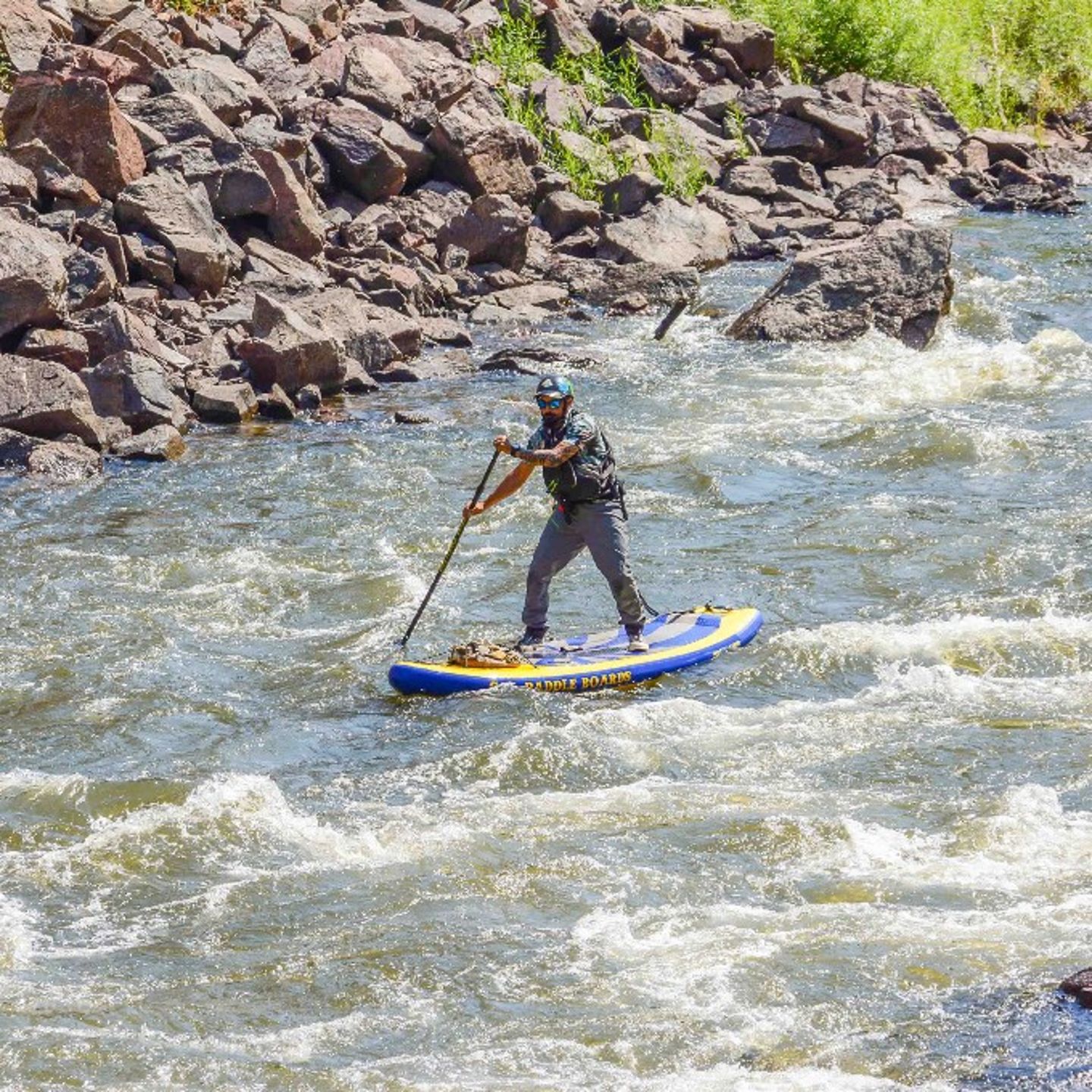 Person paddling on river