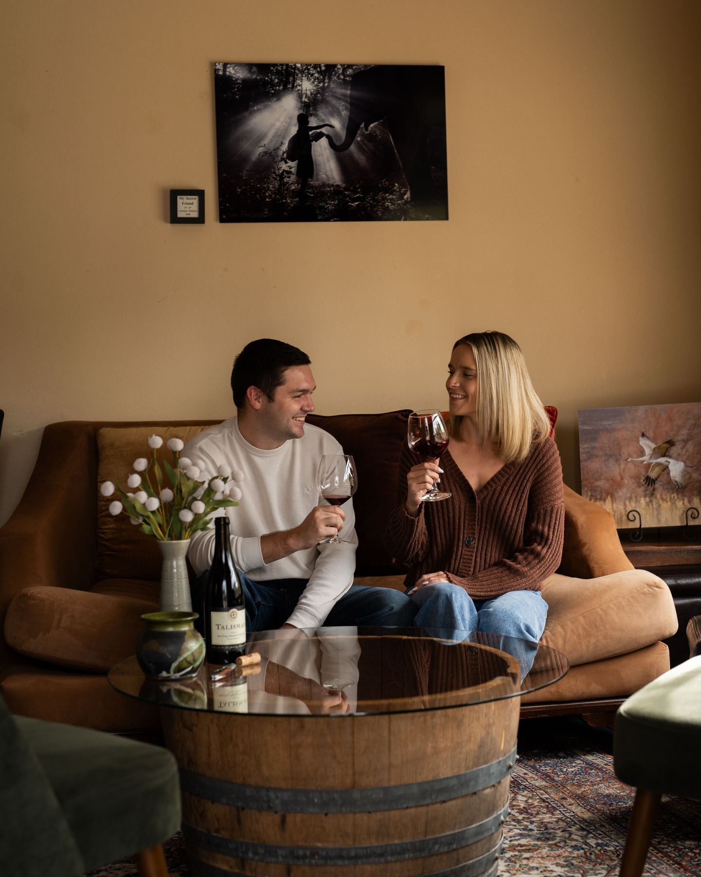 Couple having wine
