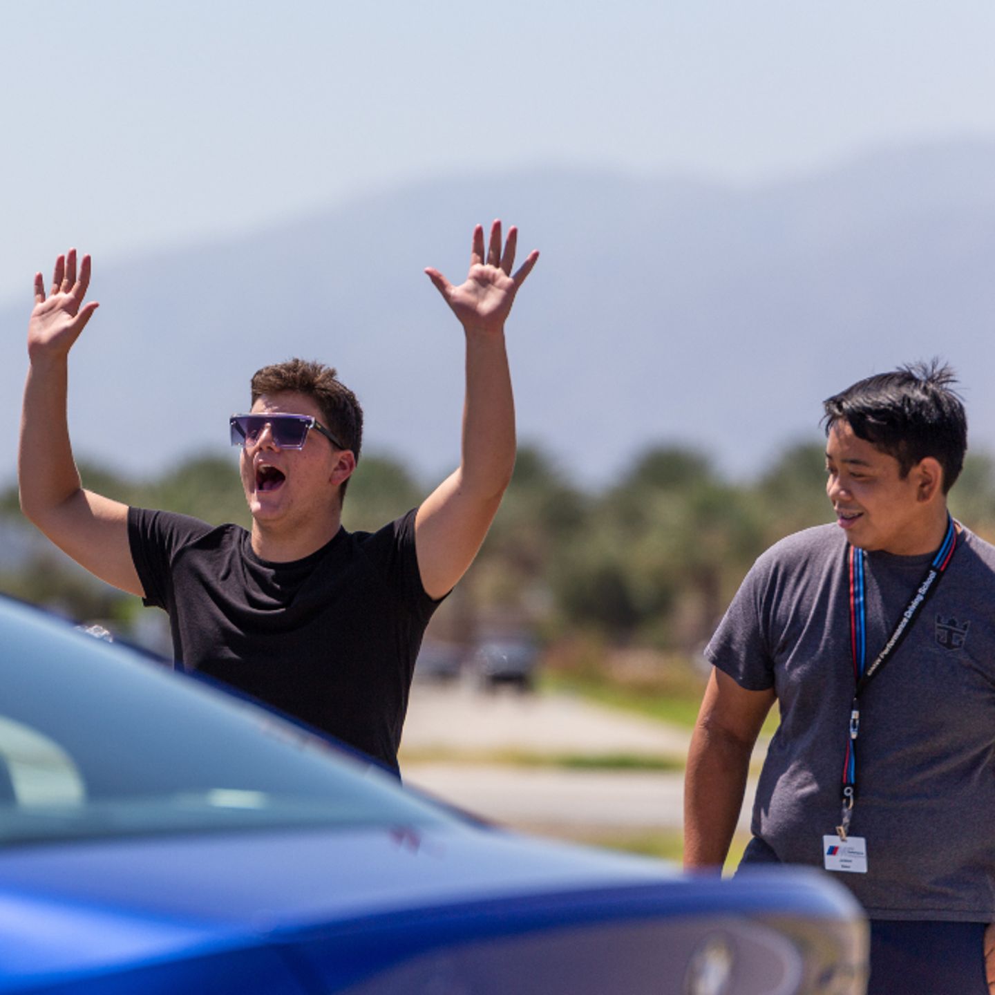Teens cheering