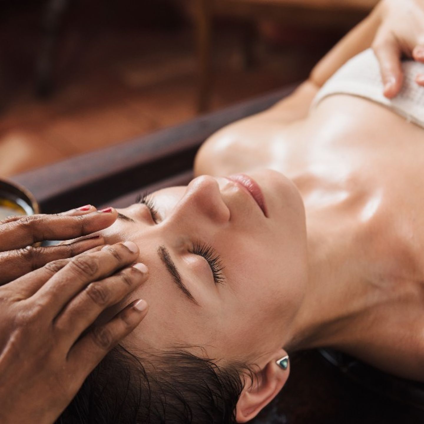 Woman being massaged