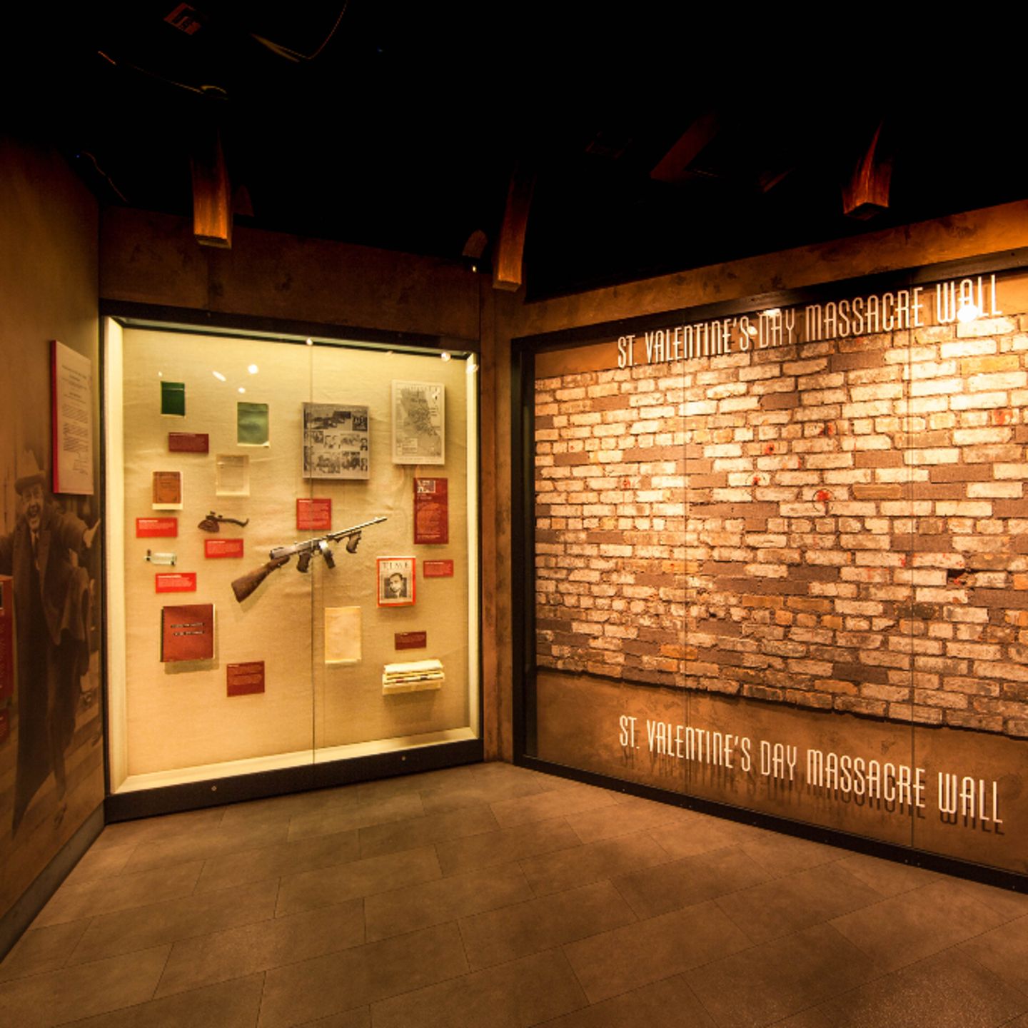 Brick wall with artifacts