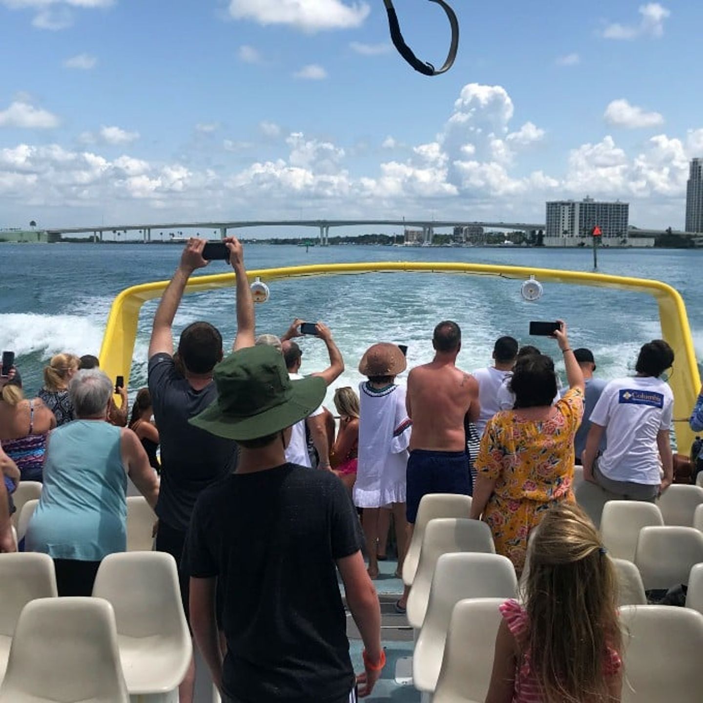 Group standing on boat