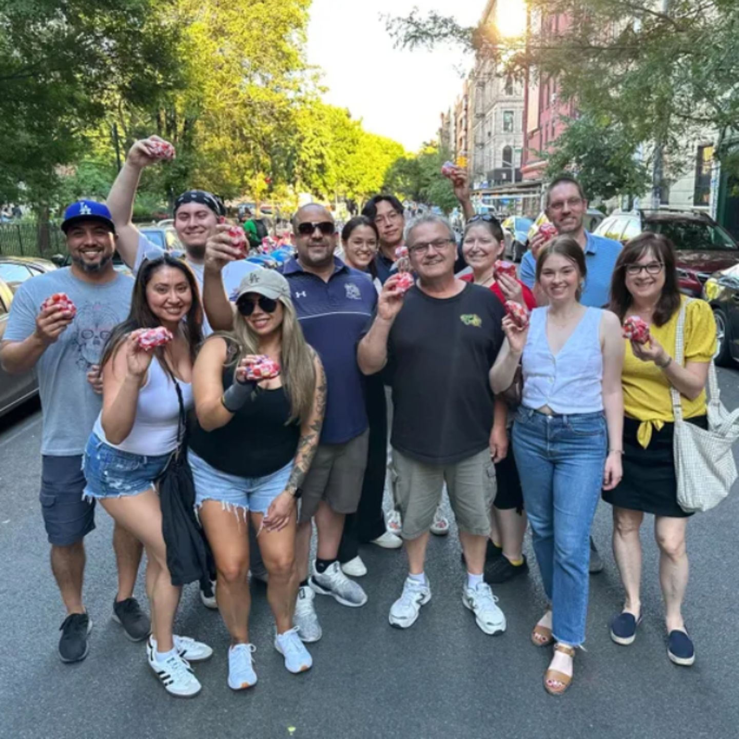 Group holding sandwhiches