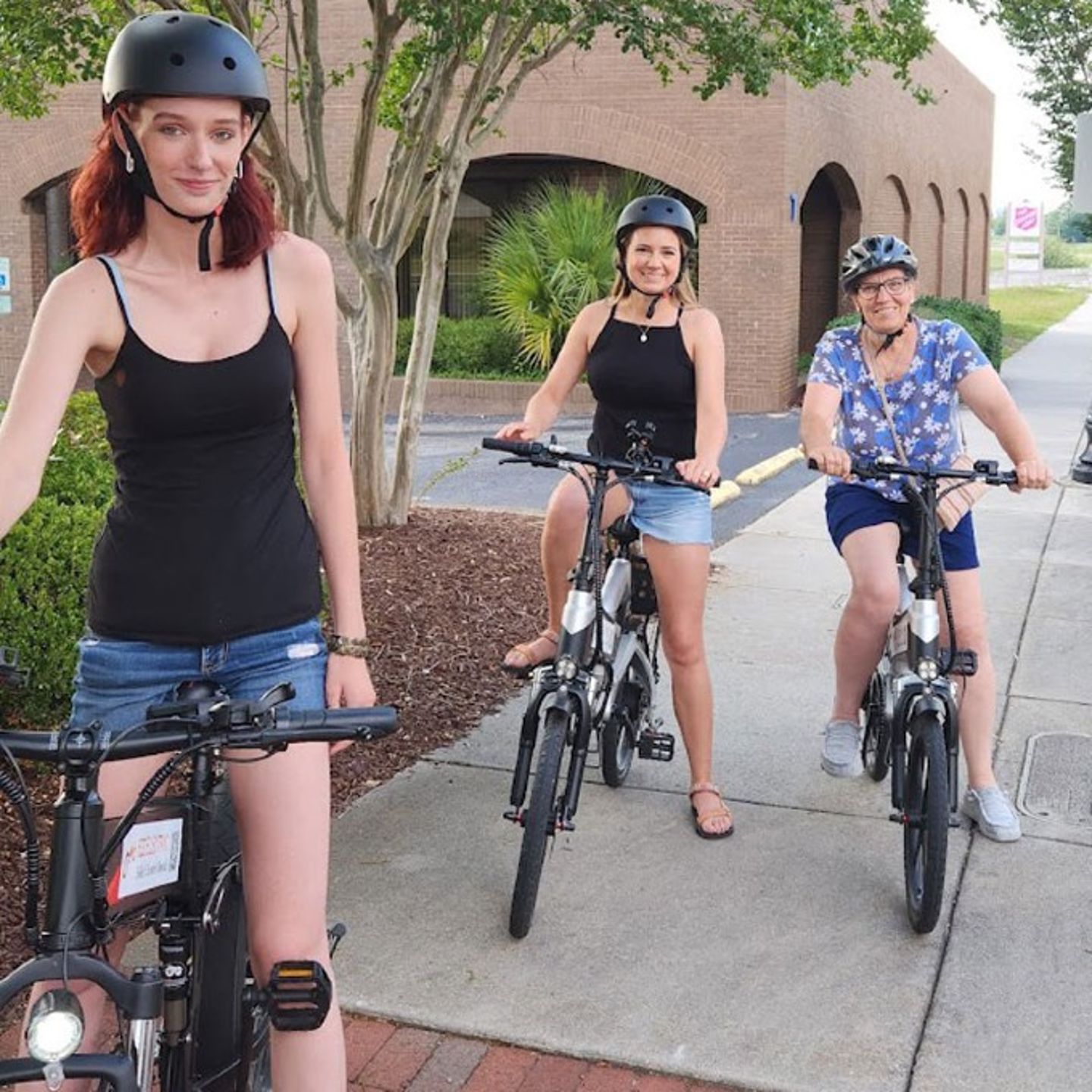 Group riding bikes