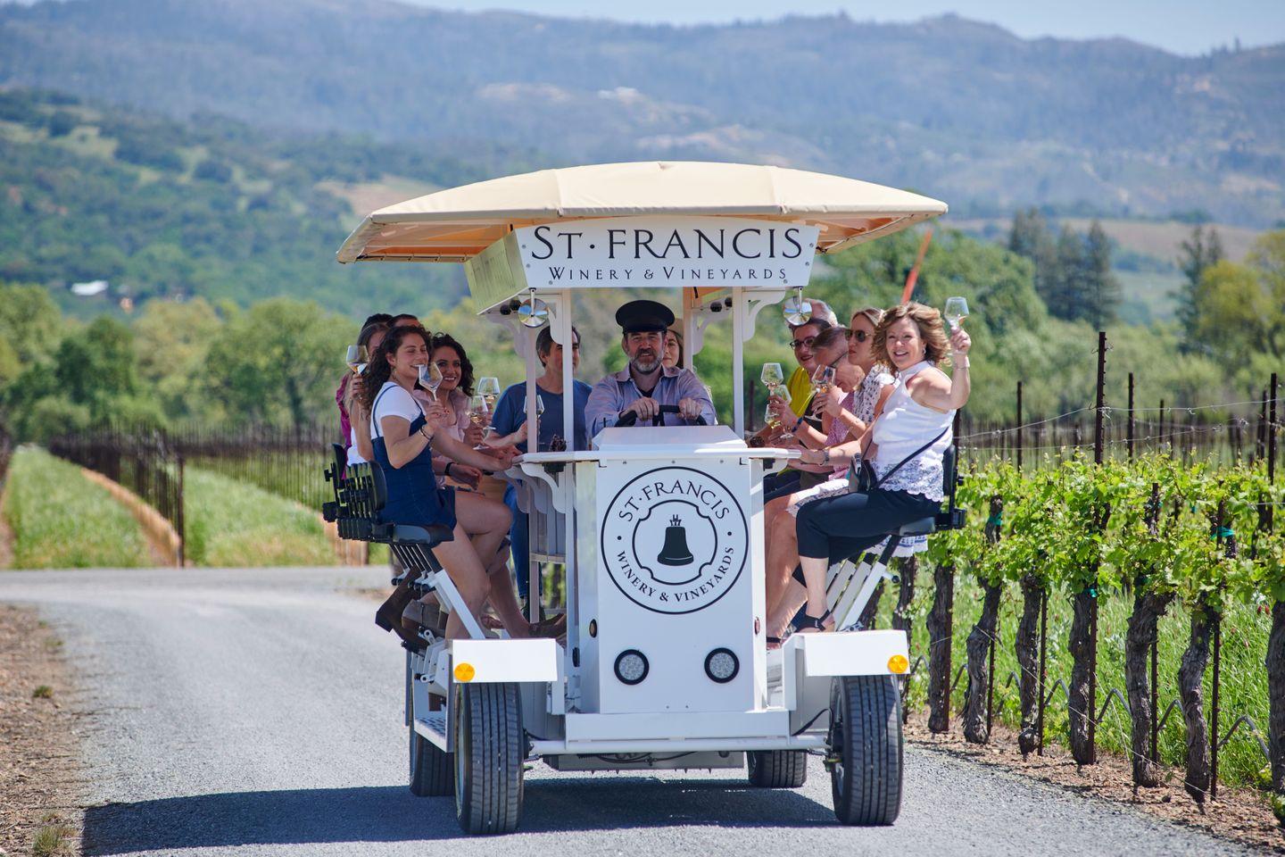 Trolley through vineyard