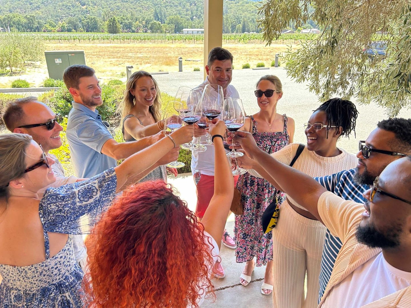 Group toasting wine