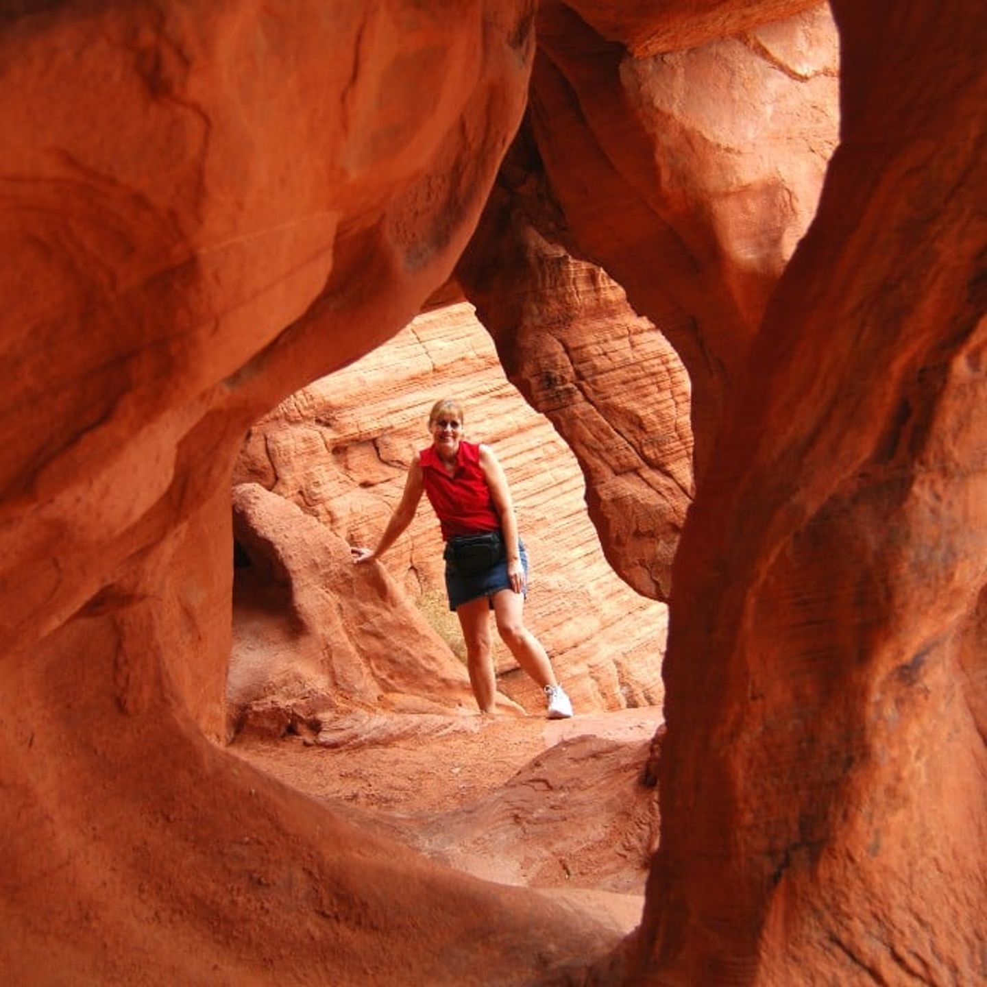Woman in in rock formation