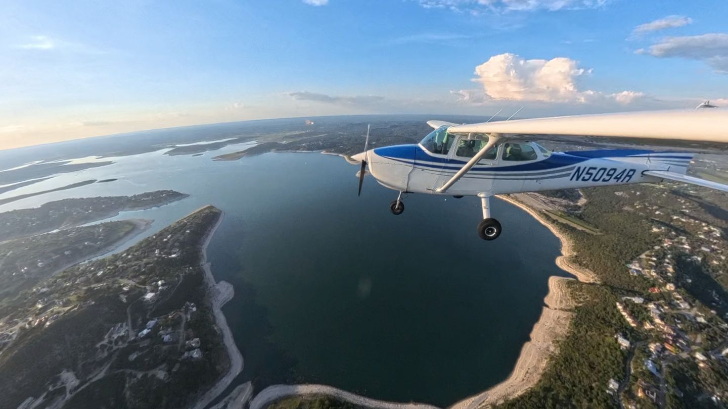Plane over lakes